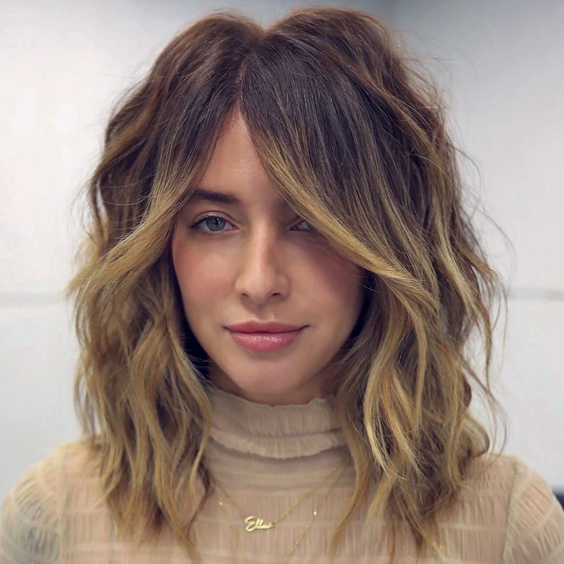 Textured Long Bob with Soft Waves
