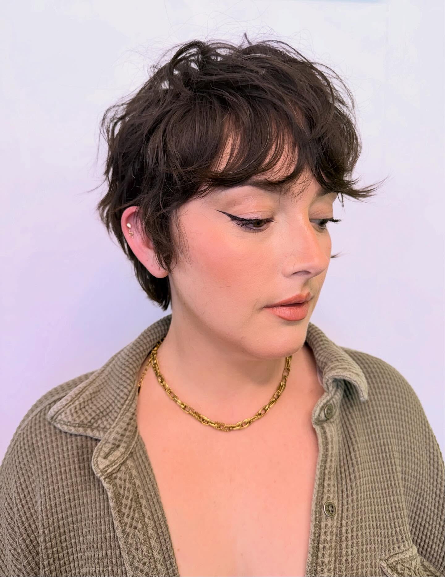 Textured Long Pixie Cut with Playful Bangs