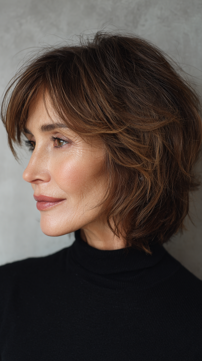 Textured Rich Brown Shag with Soft Layers