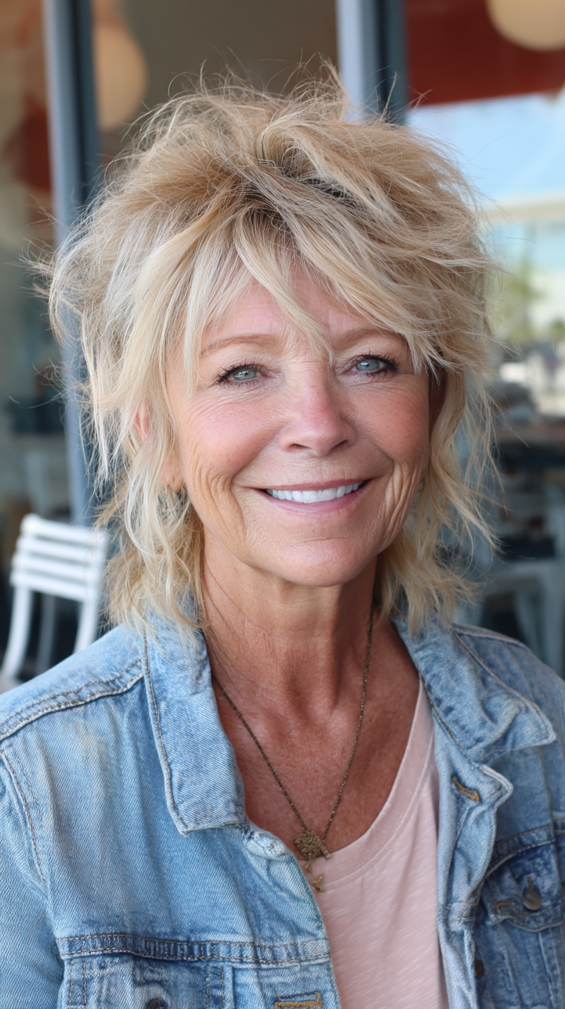 Textured Shaggy Mullet with Soft Face-Framing Layers