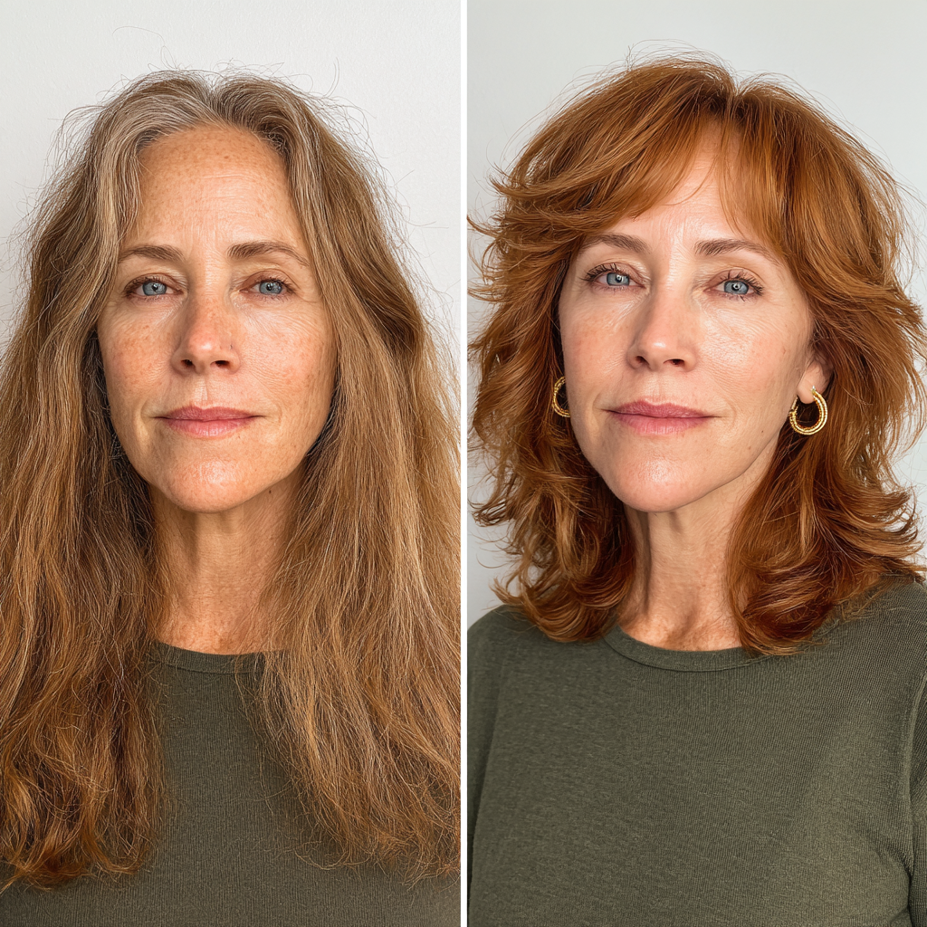 Textured Shaggy Mullet with Warm Copper Highlights