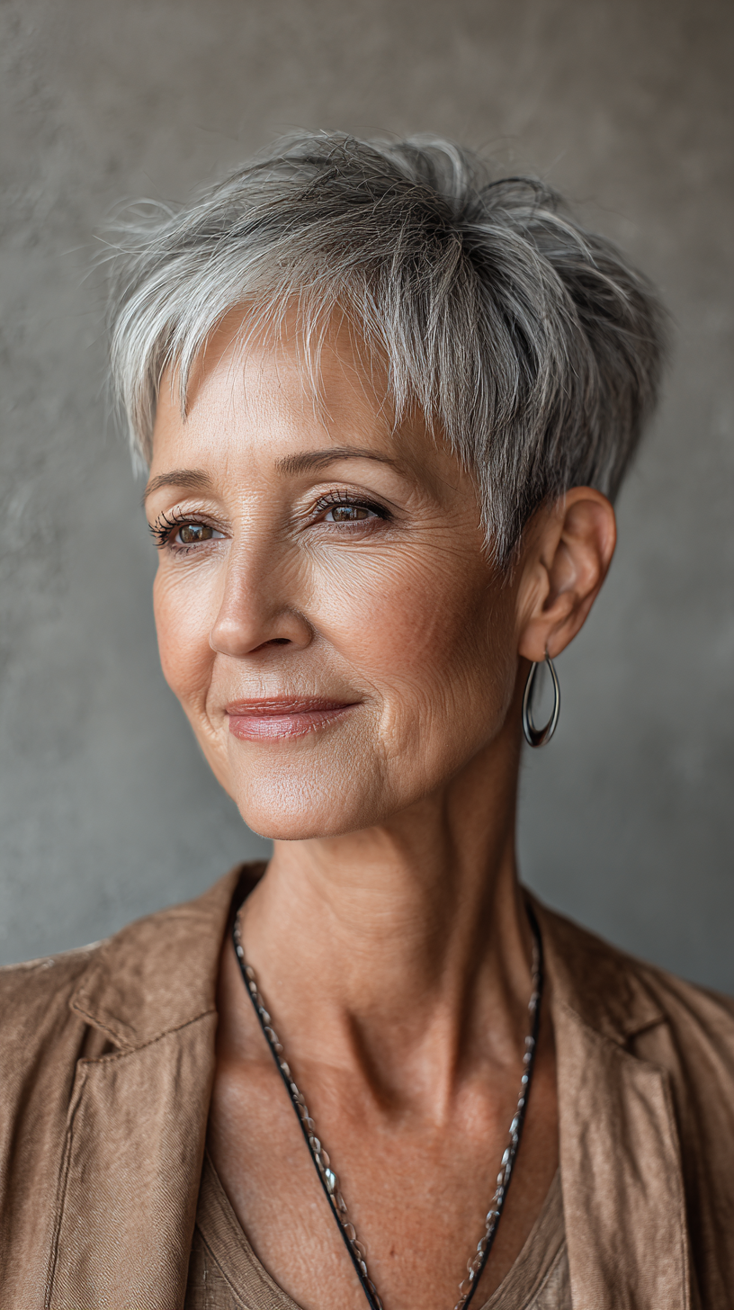 Textured Short Silver Shag with Soft Layers
