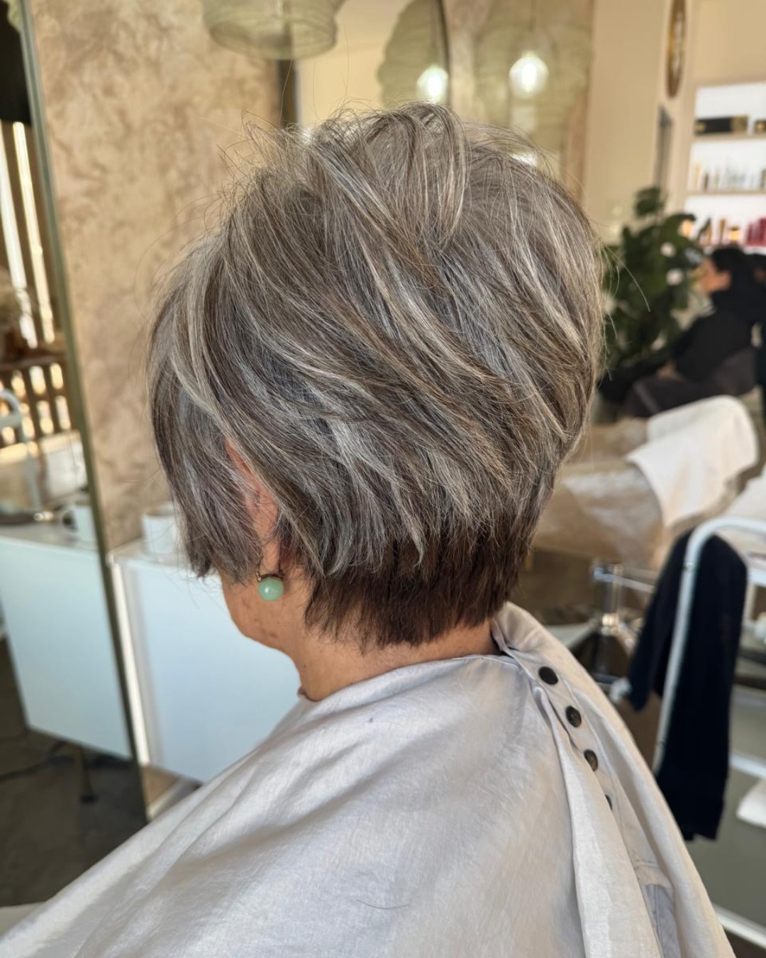 Textured Silver Layered Pixie with Subtle Volume