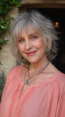 Textured Silver Shag with Soft Bangs