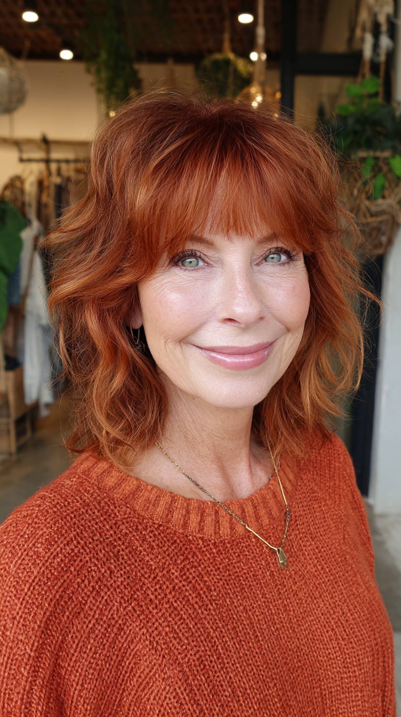 Textured Wavy Shag with Front Layers for Women Over 60