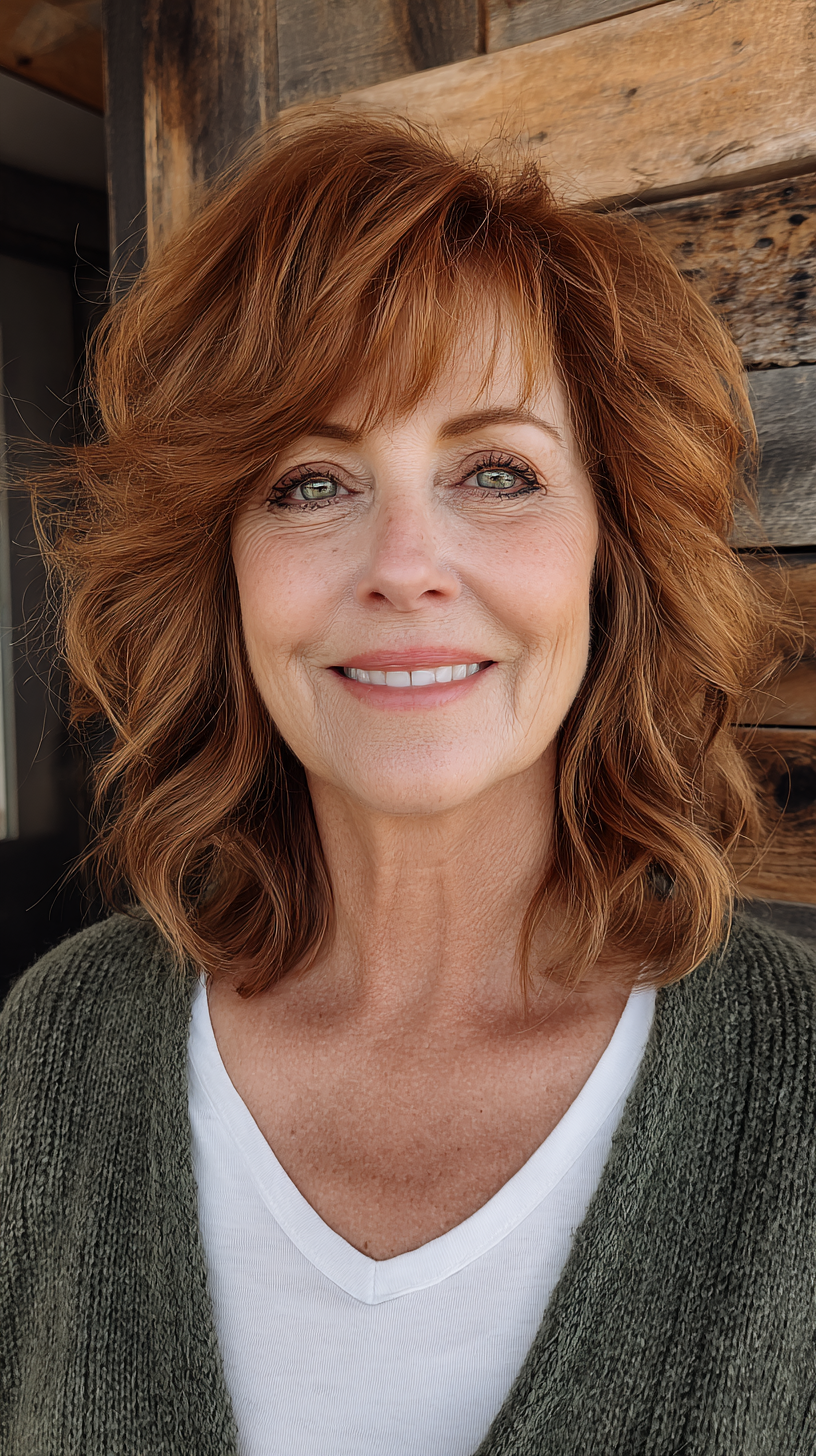 Textured Wavy Shag with Lively Layers for Women Over 60