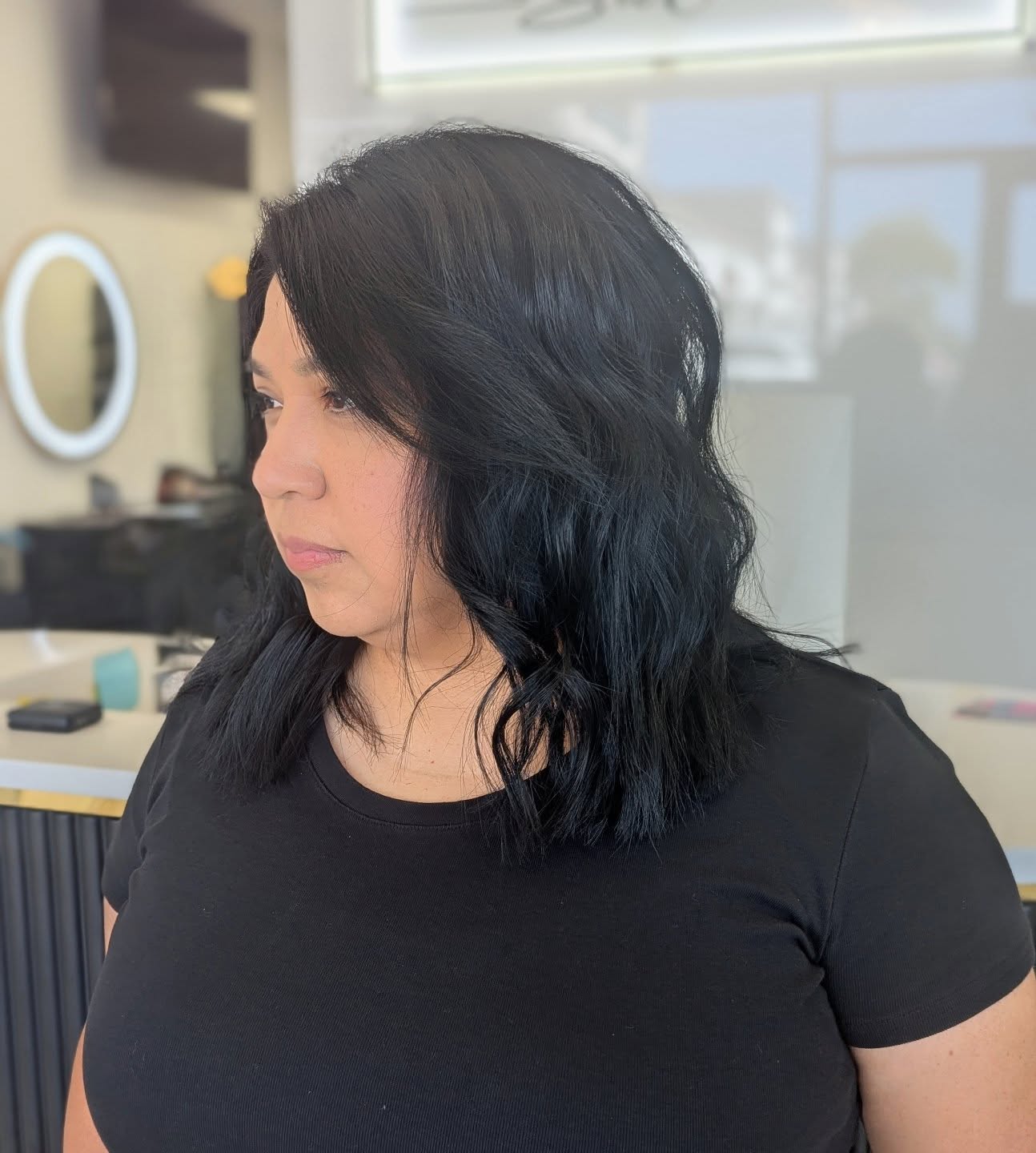 Trendy Textured Long Bob with Soft Waves
