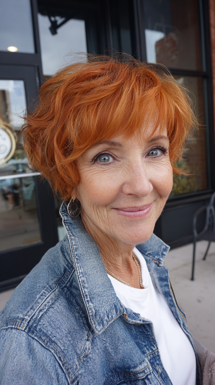 Vibrant Copper Shag with Soft Waves