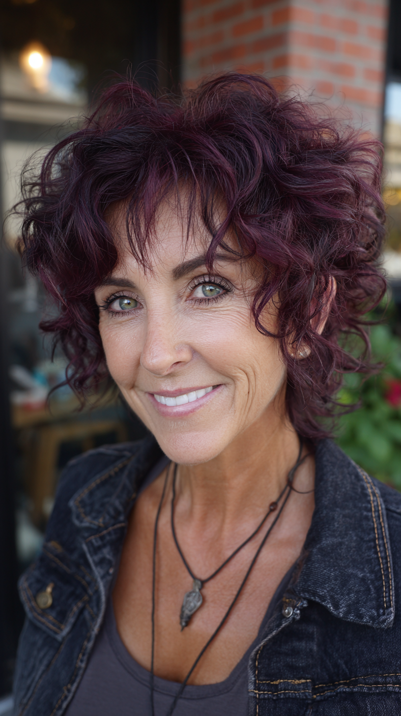 Vibrant Curly Shag with Edgy Layers