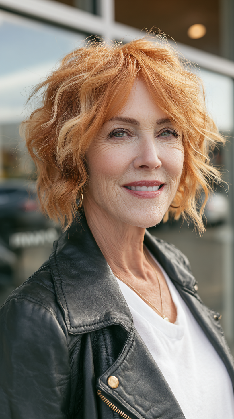 Vibrant Wavy Shag with Playful Layers for Women Over 60