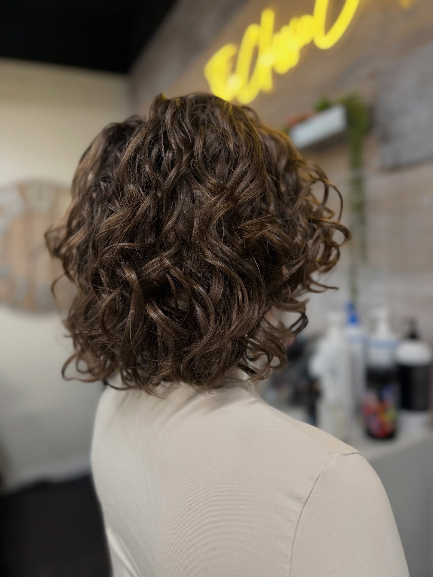 Charming Curly Lob with Defined Curls