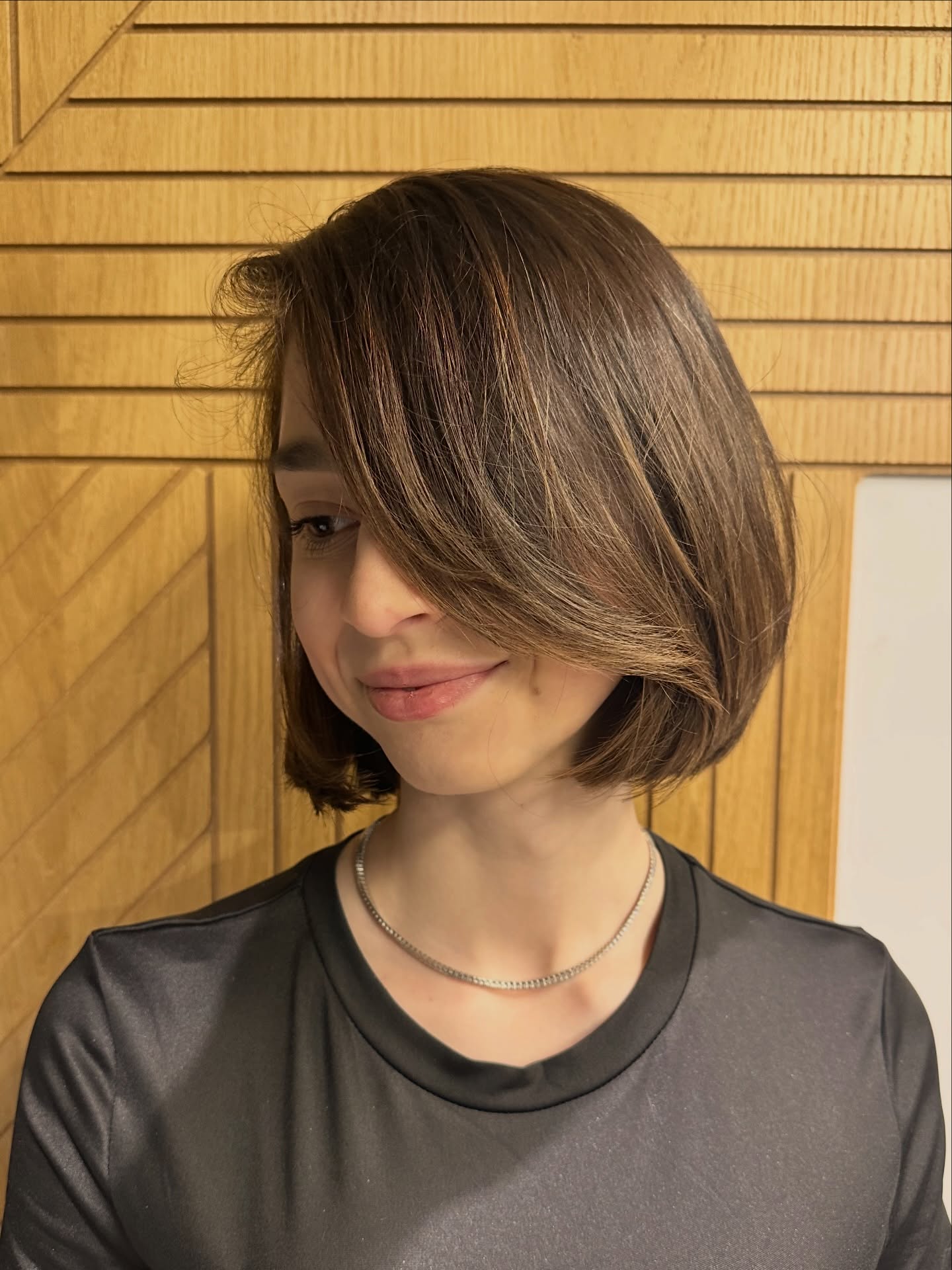 Chic Layered Bob with Subtle Face-Framing Highlights