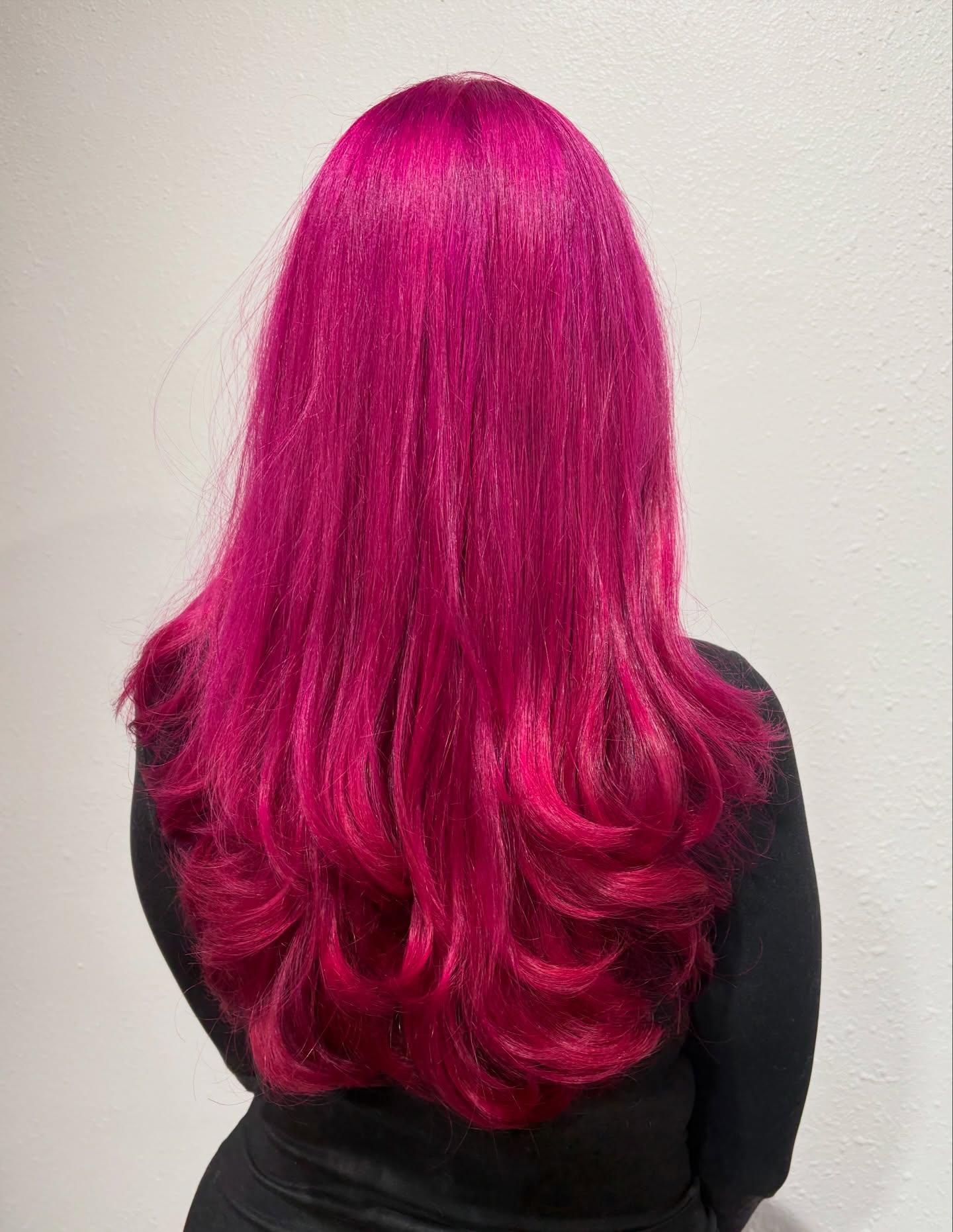 Chic Long Layered Hot Pink Hair