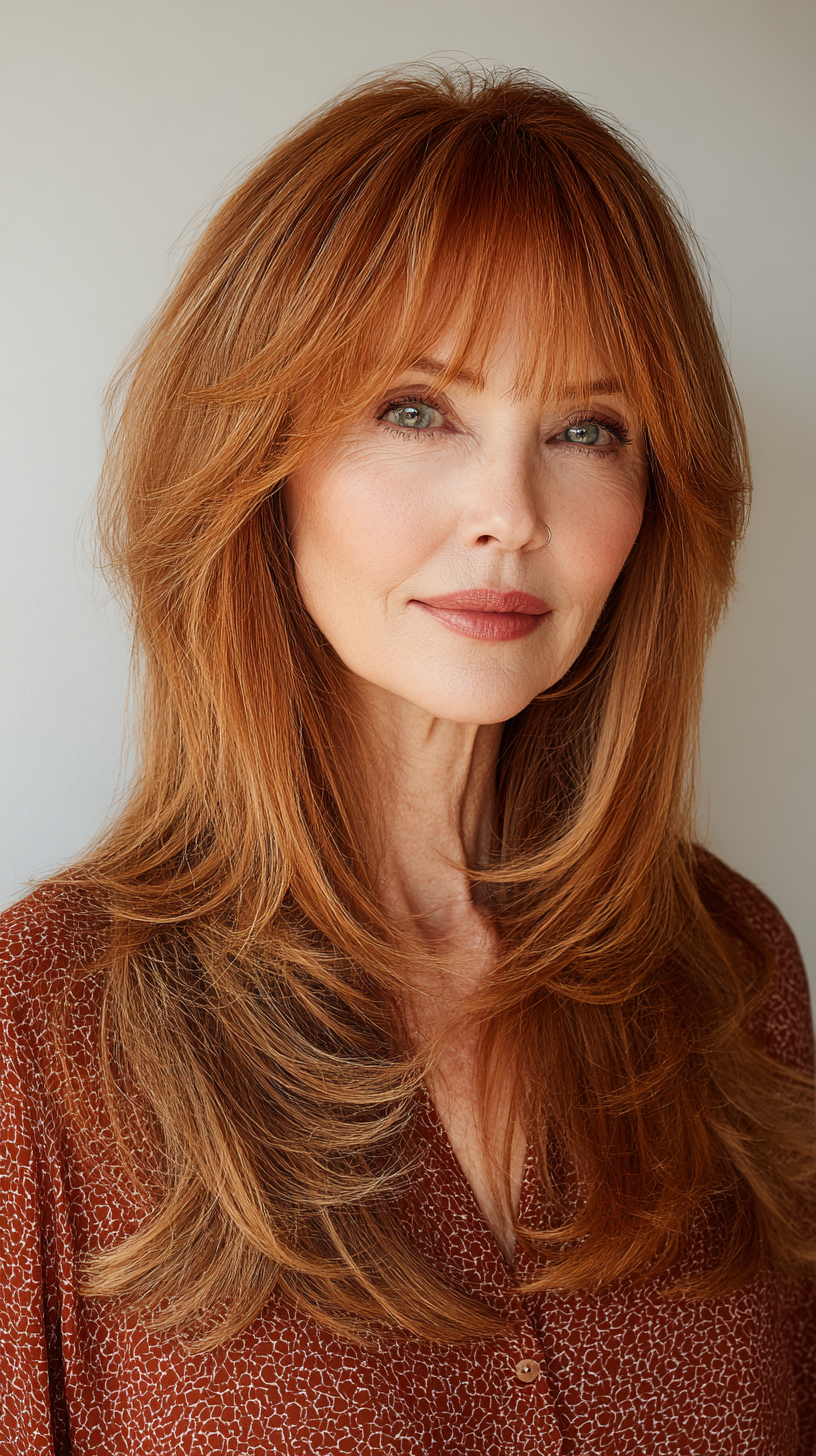 Chic Long Shag with Soft Bangs and Subtle Layers