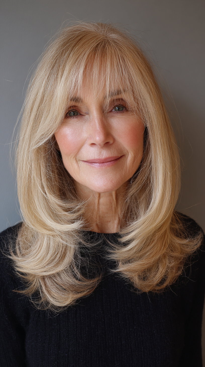 Chic Long Shag with Soft Bangs and Volume