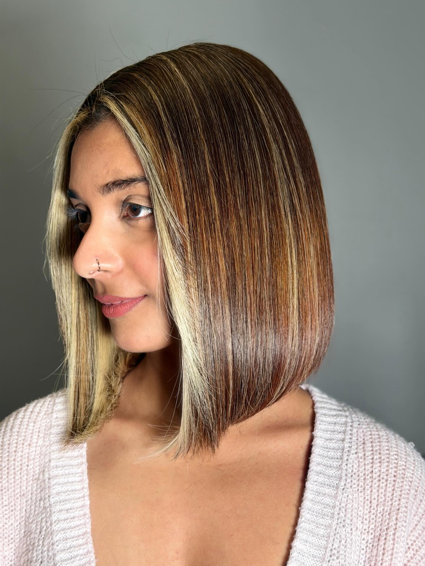 Elegant Caramel Highlights with Soft Blonde Accents
