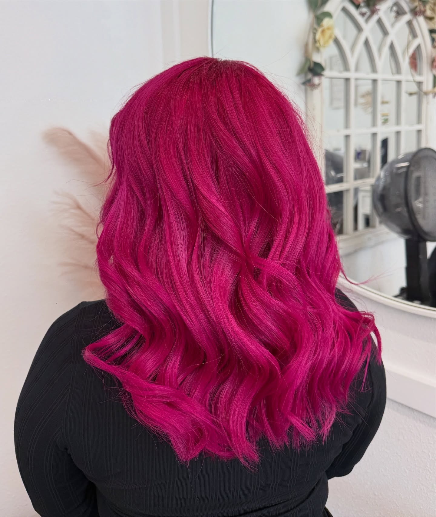 Fabulous Long Wavy Hot Pink Hair with Soft Layers