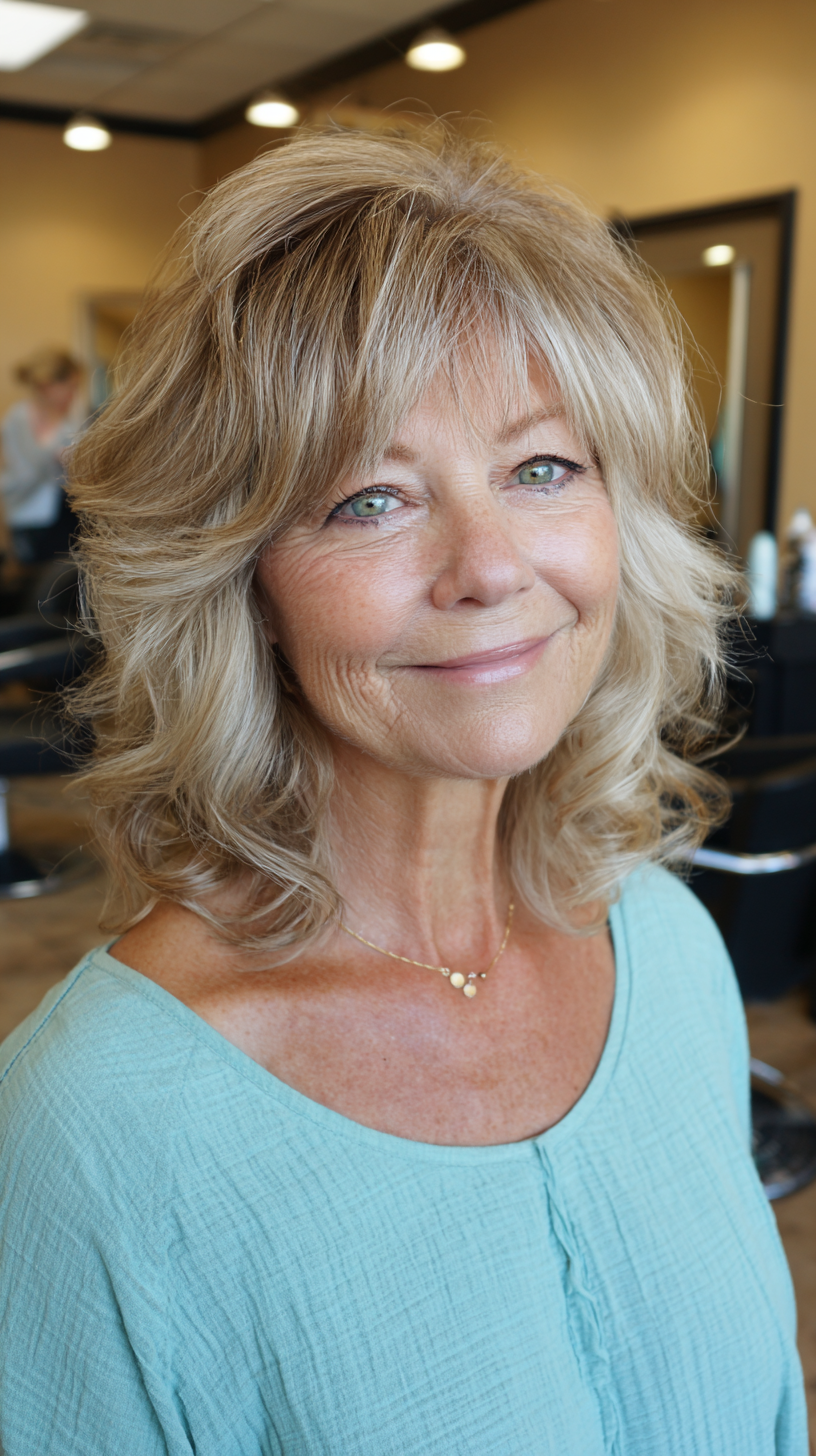 Lightly Textured Shaggy Lob for Women Over 60