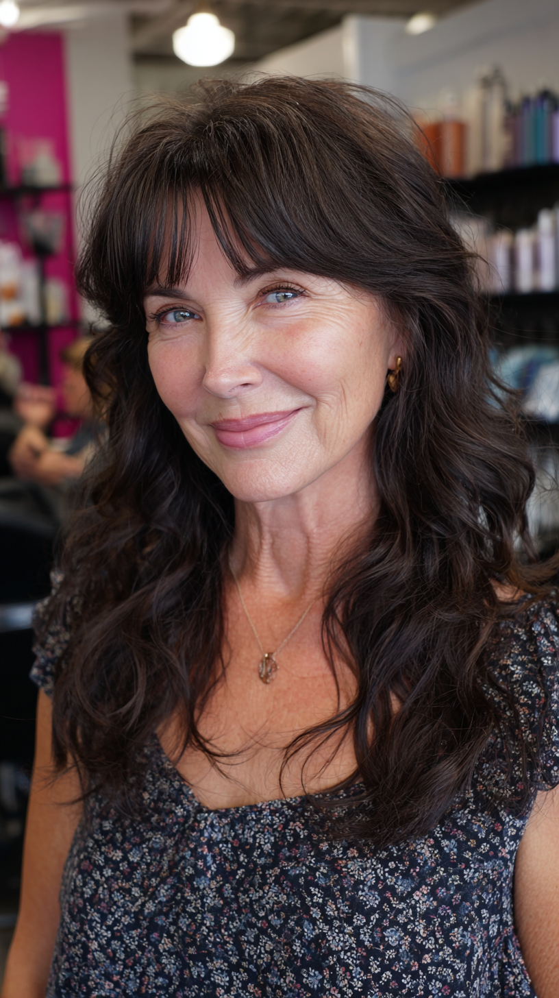 Natural Long Shag with Soft Layers and Face-Framing Bangs