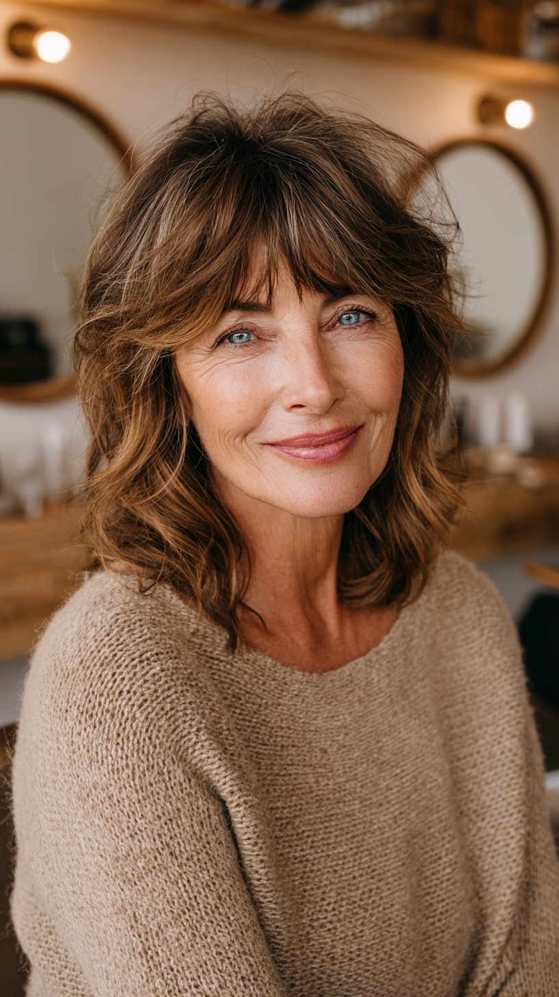 Natural Textured Lob with Soft Layers for Women Over 60