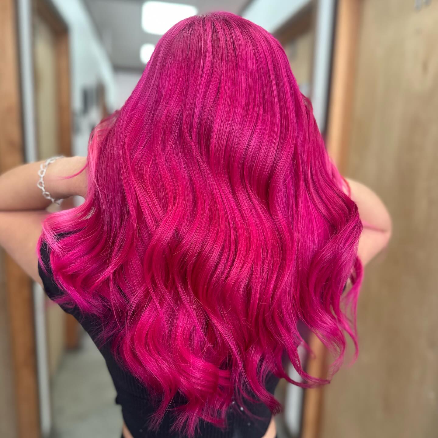 Radiant Long Layered Hot Pink Waves