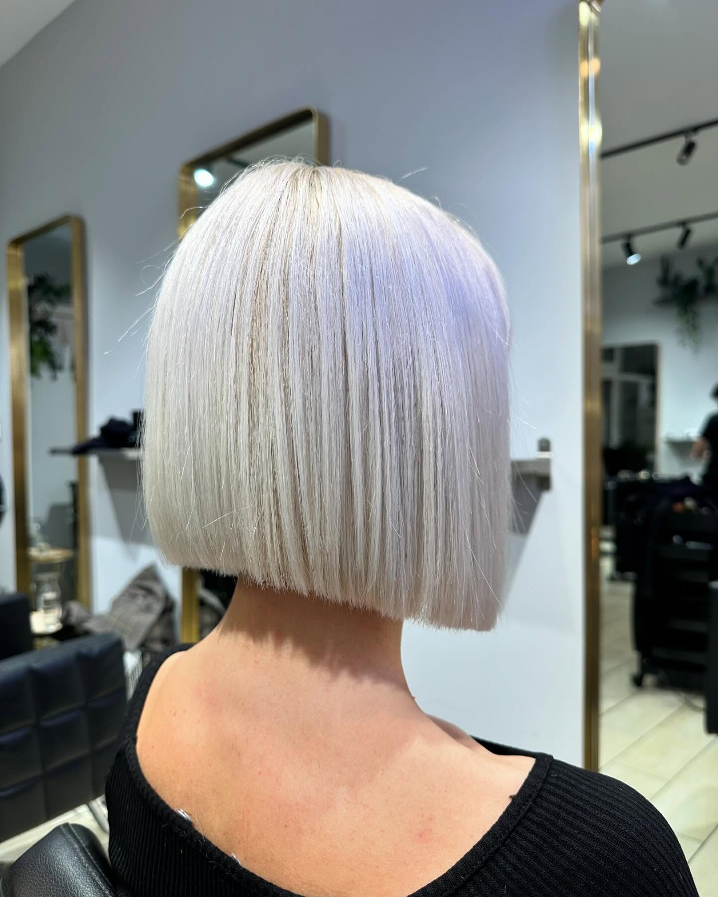 Sharp Edged Platinum Bob with a Sleek Finish