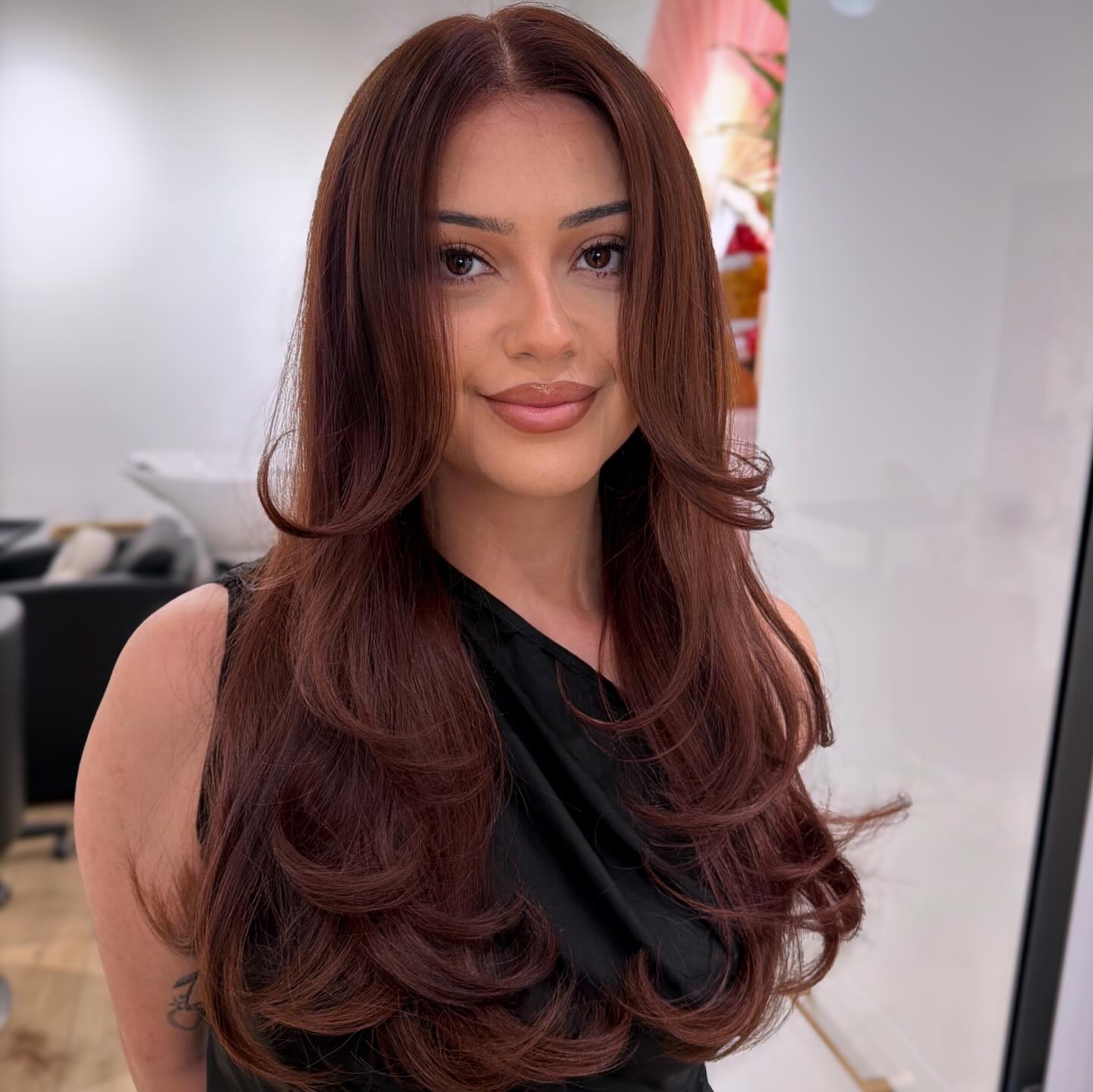 Sleek Long Layers with Face Framing Softness
