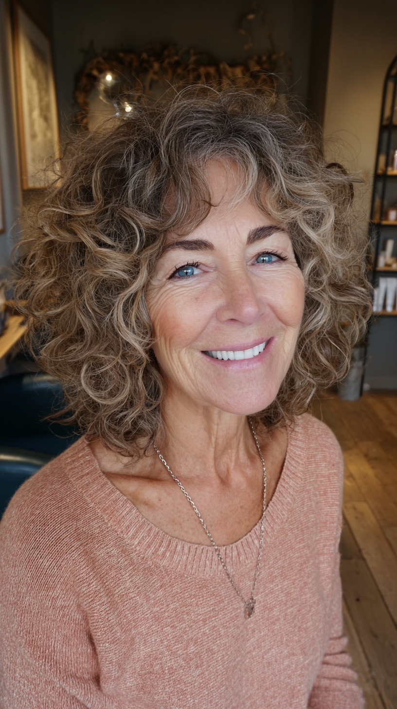 Textured Curly Lob with Playful Volume