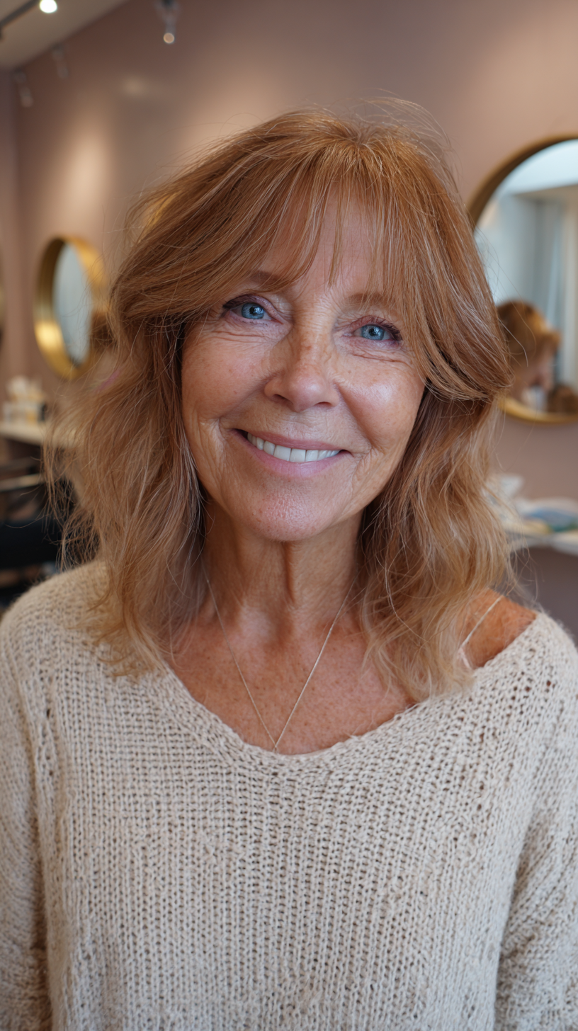 Textured Wavy Lob for Women Over 60