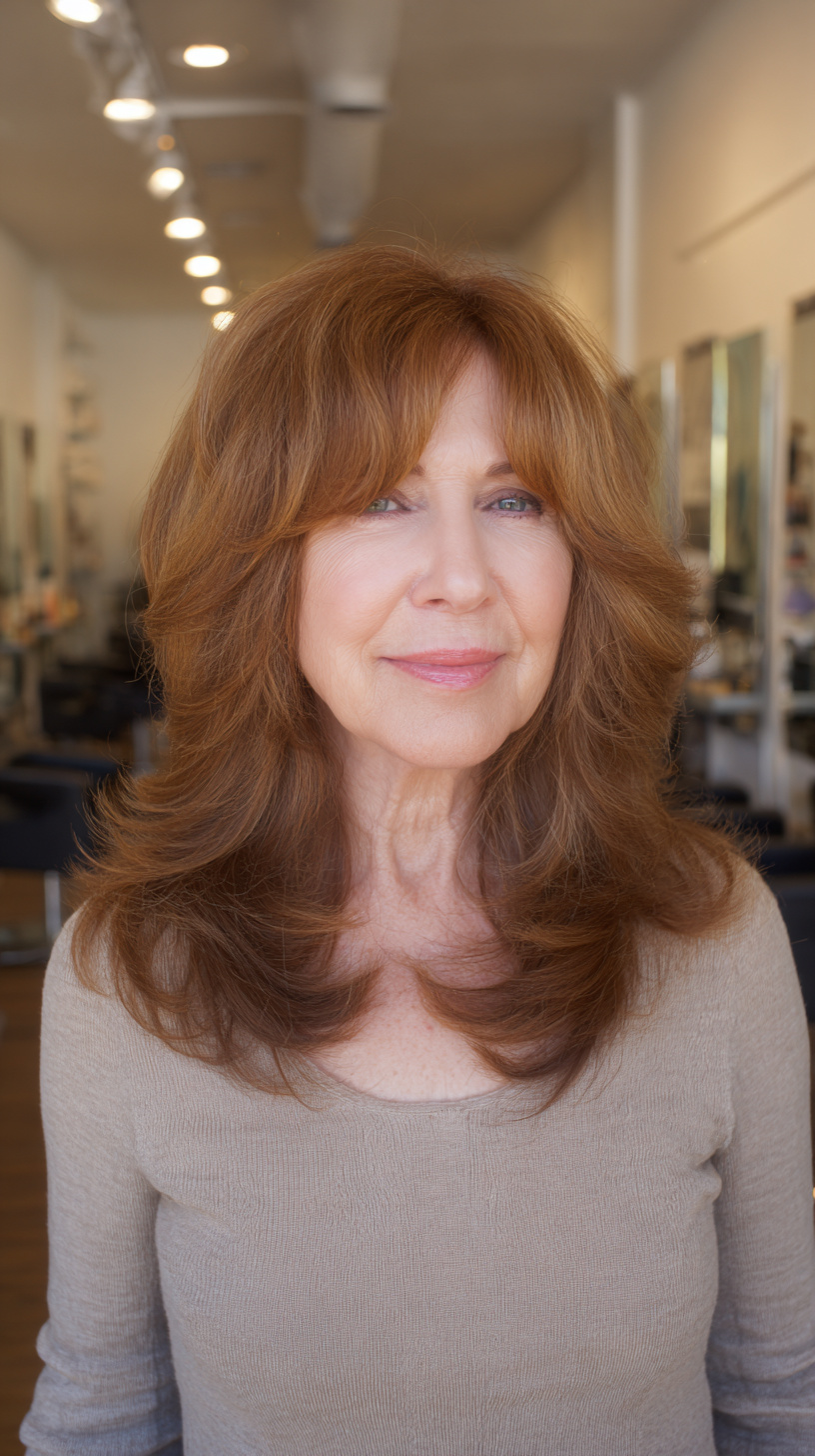 Warm Auburn Long Shag with Soft Volume