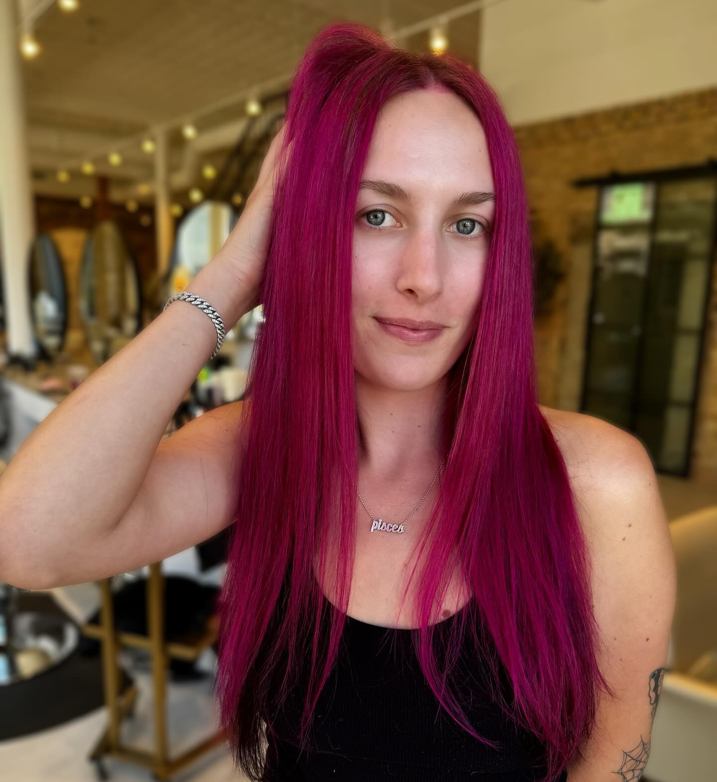 Bold Dark Pink Sleek Long Hair