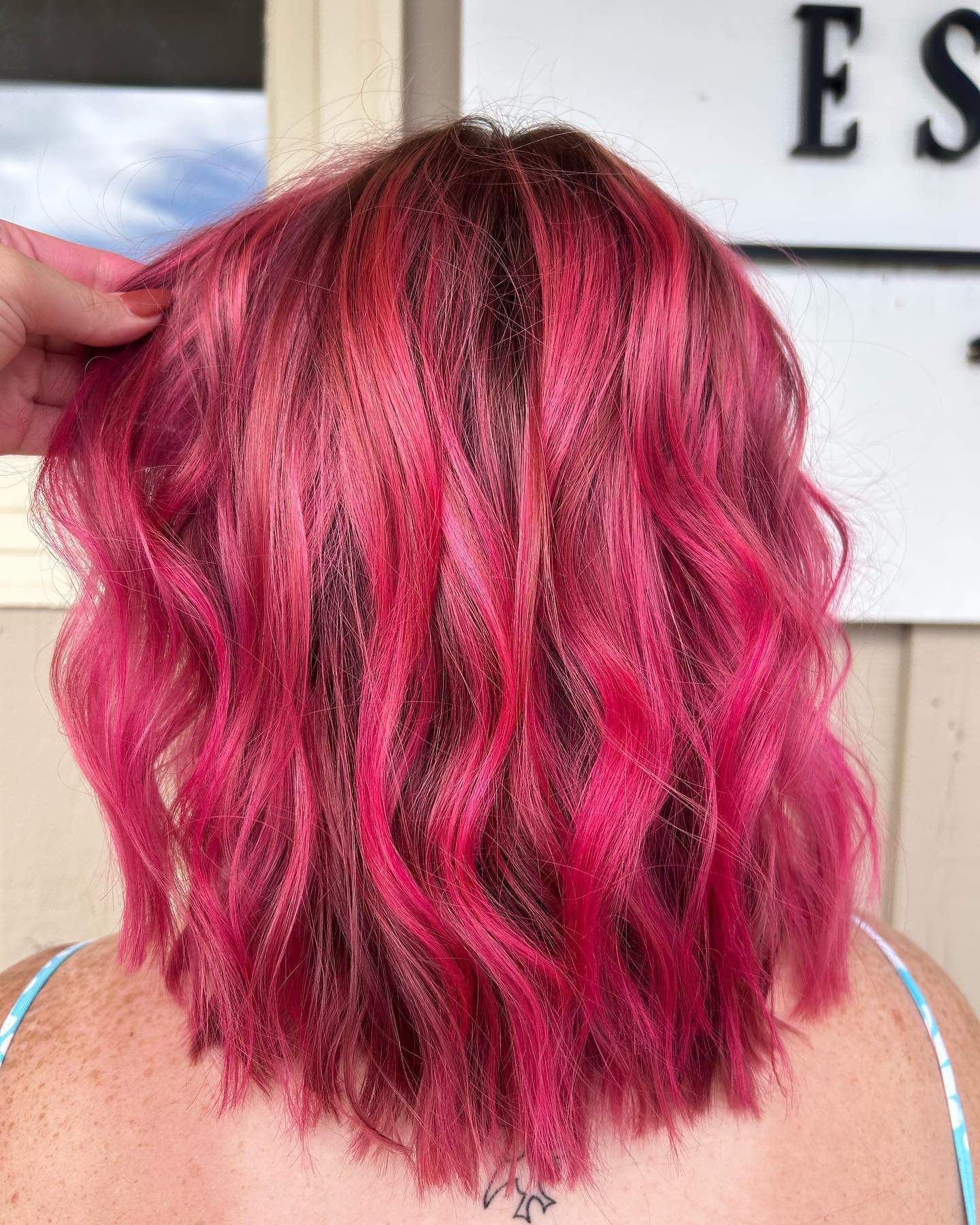 Chic Dark Pink Textured Bob
