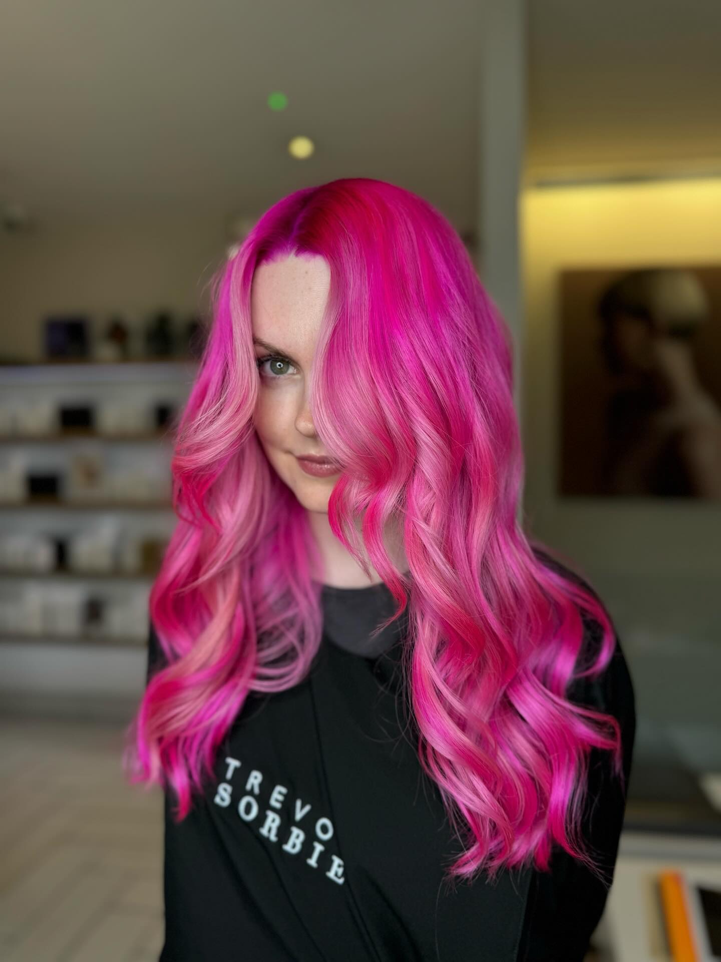 Chic Long Dark Pink Curls with Soft Layers
