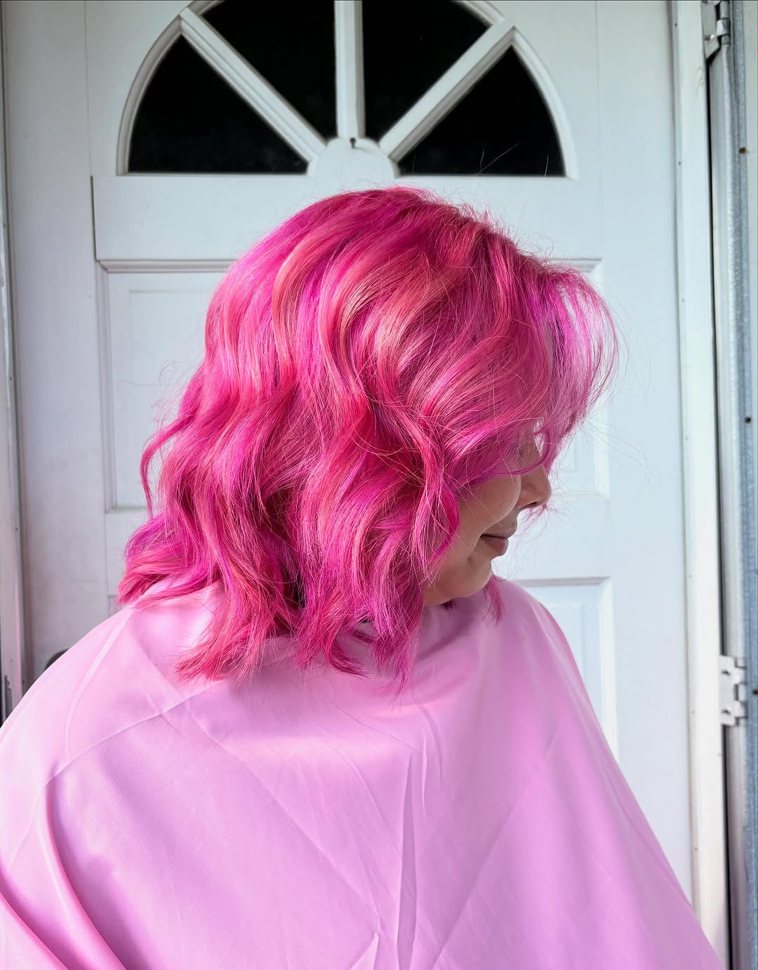 Playful Dark Pink Shoulder-Length Waves