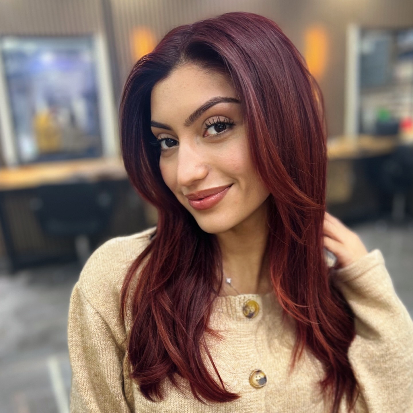Radiant Auburn Wolf Cut with Long Face-Framing Layers