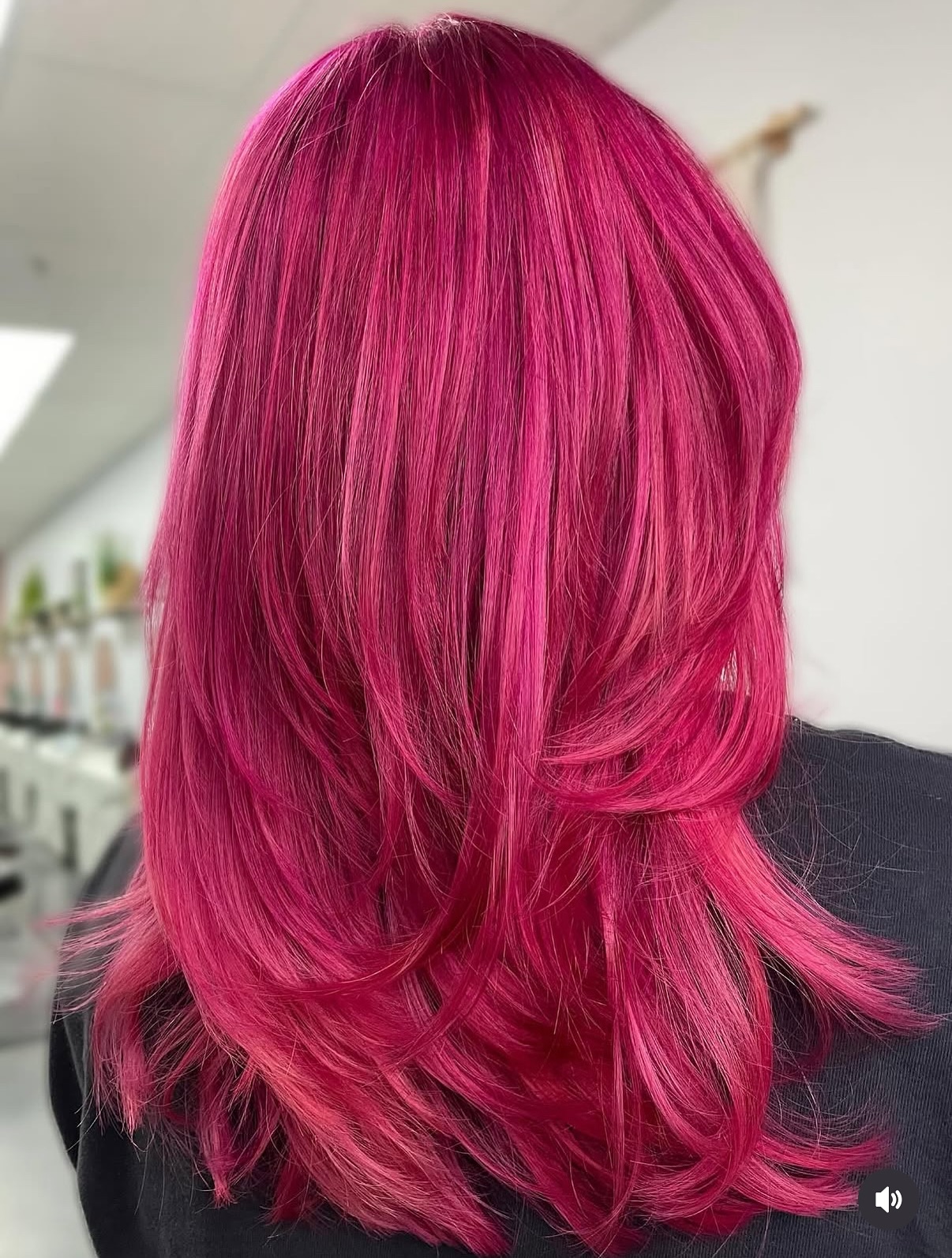 Radiant Dark Pink Long Layered Cut