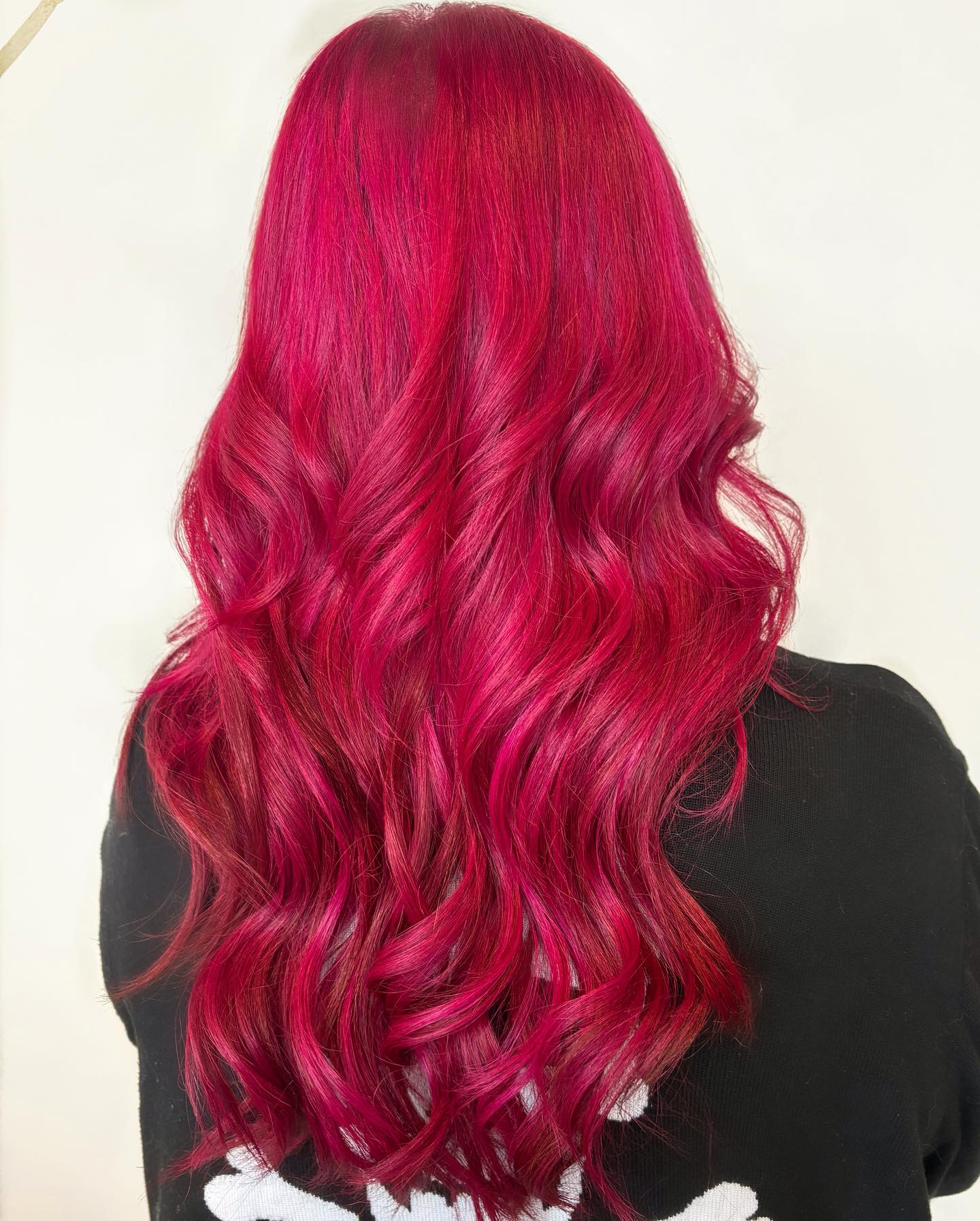 Radiant Dark Pink Long Layered Waves