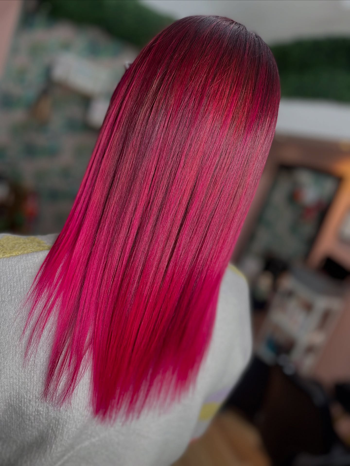 Sleek Dark Pink Long Hair with Subtle Shine