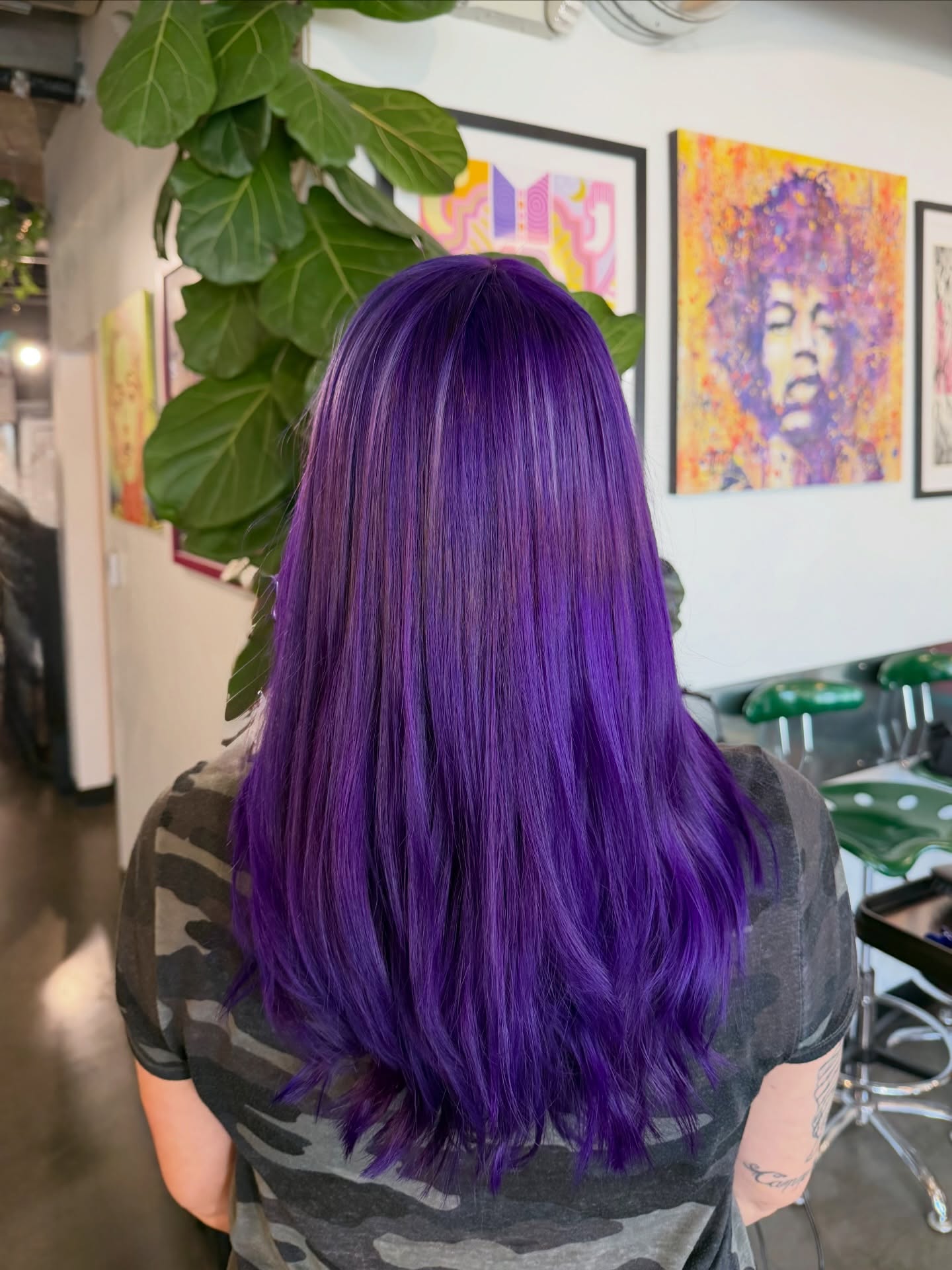 Bold Long Purple Locks with Subtle Highlights
