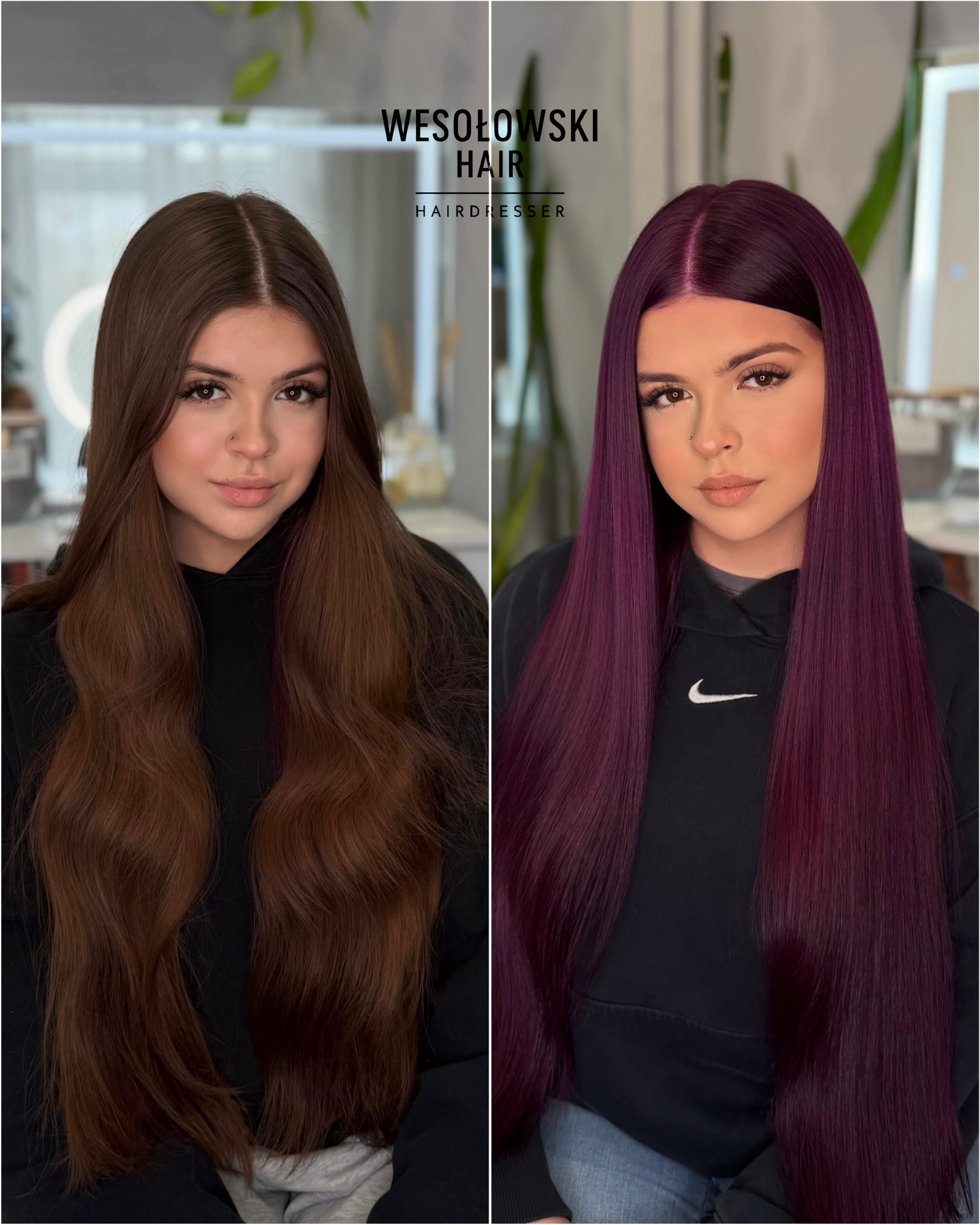 Bold Long Purple Straight Hair with Sleek Finish