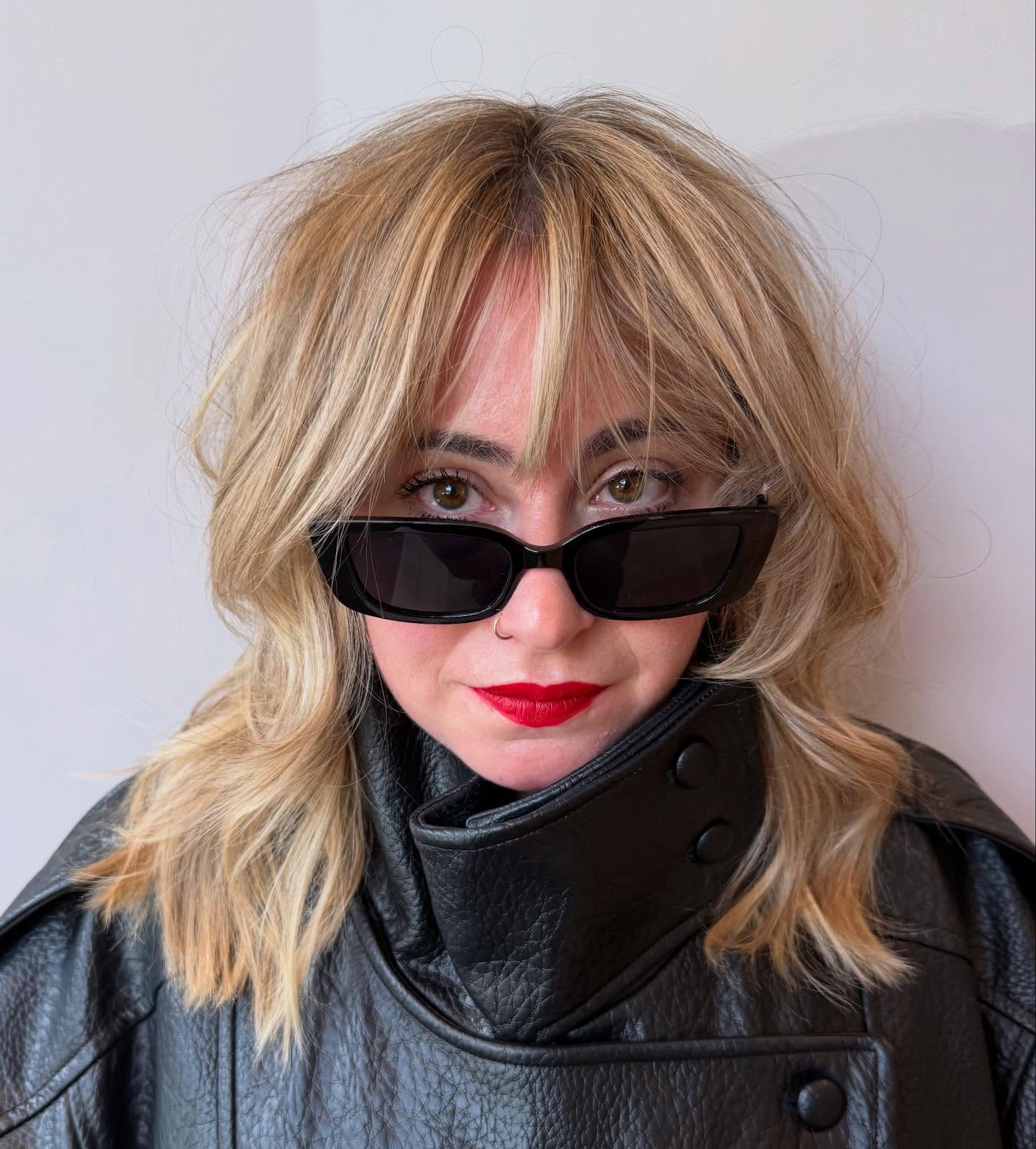 Choppy Textured Medium-Length Cut with Curtain Bangs
