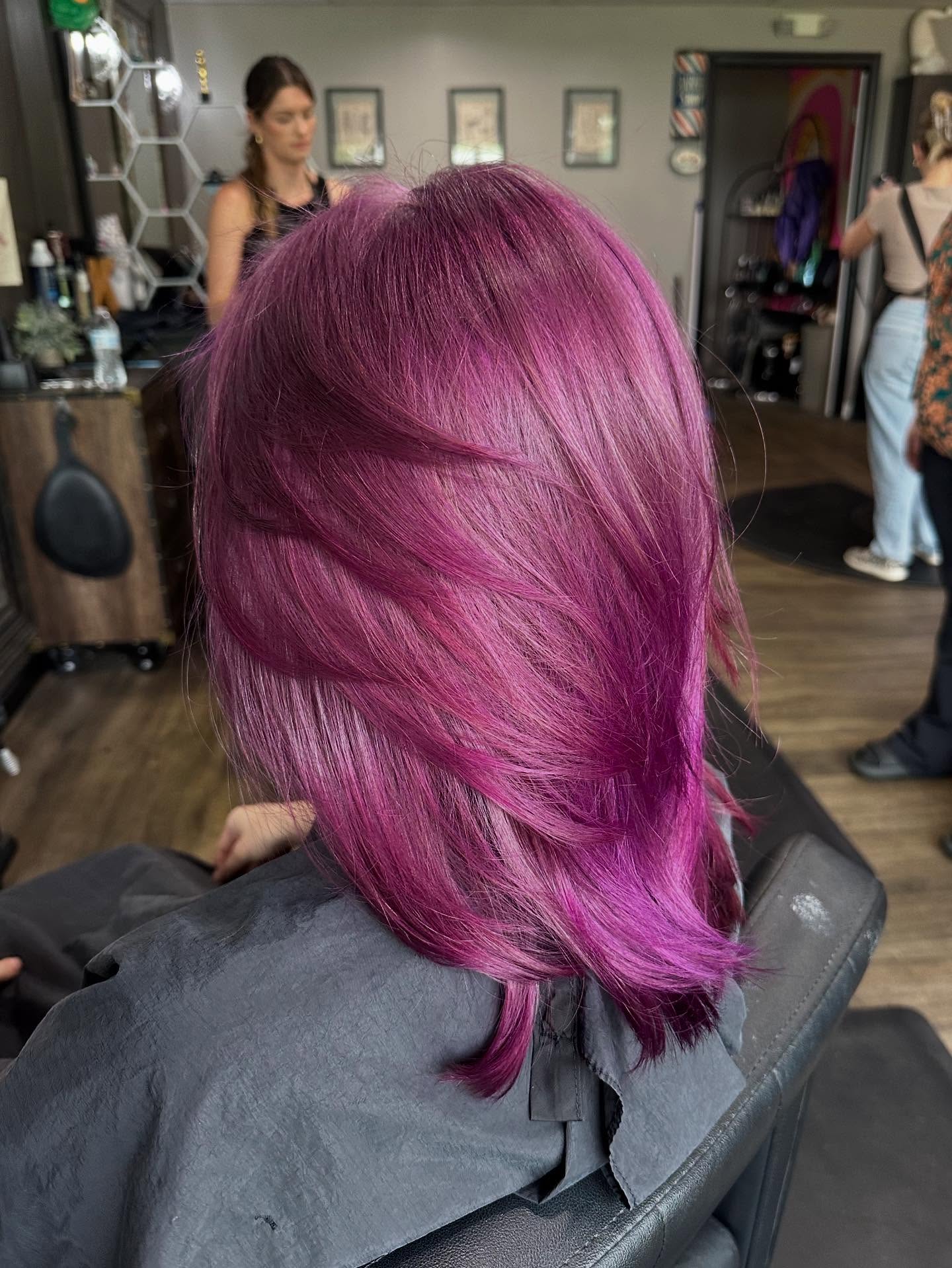 Dynamic Purple Layered Hair with Soft Movement