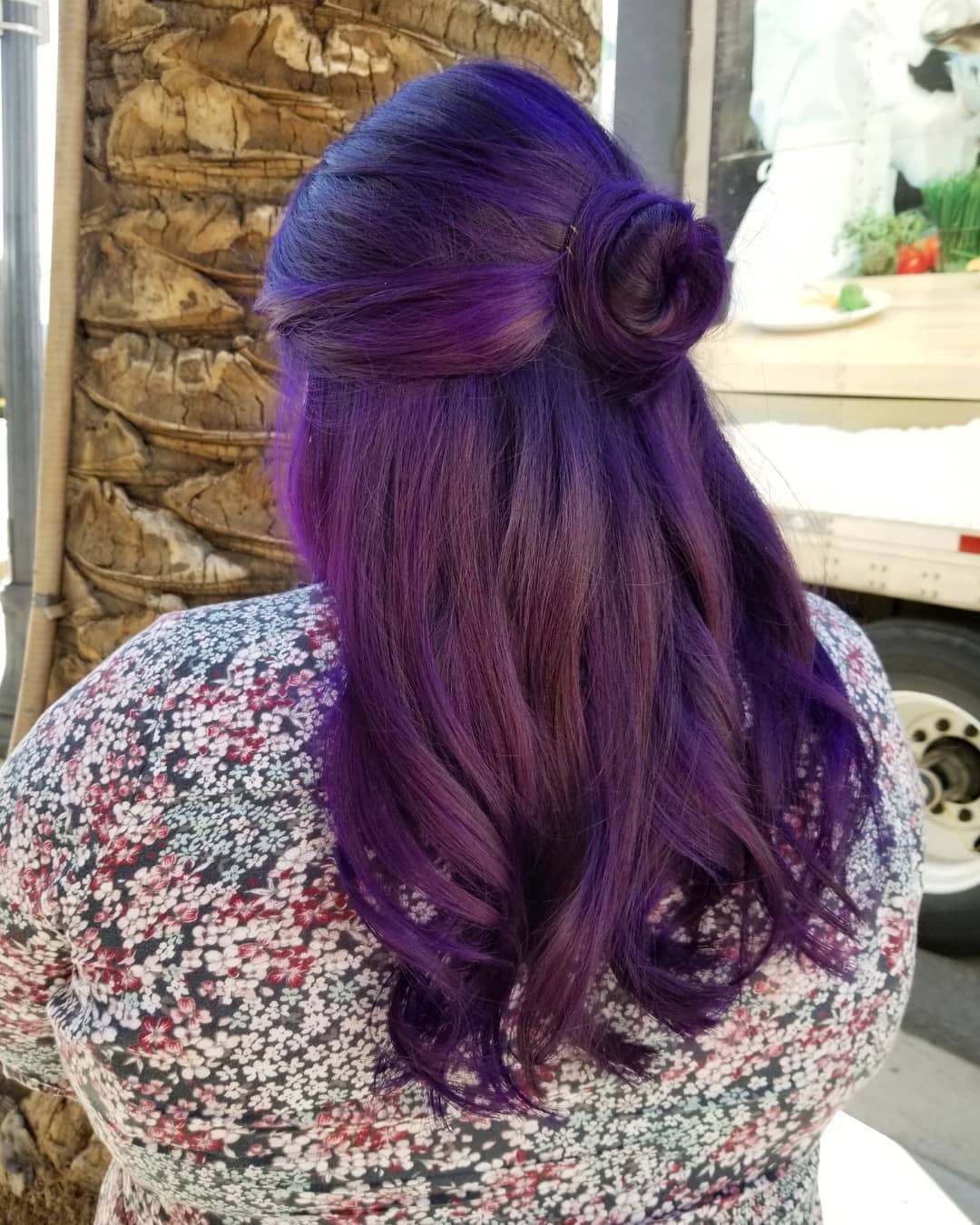 Playful Long Purple Layers with Subtle Curls