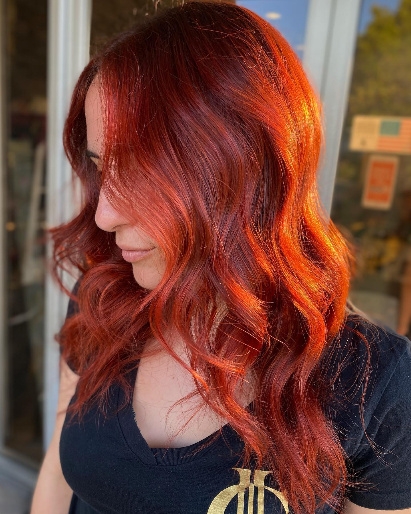 Radiant Copper Balayage with Luscious Curls