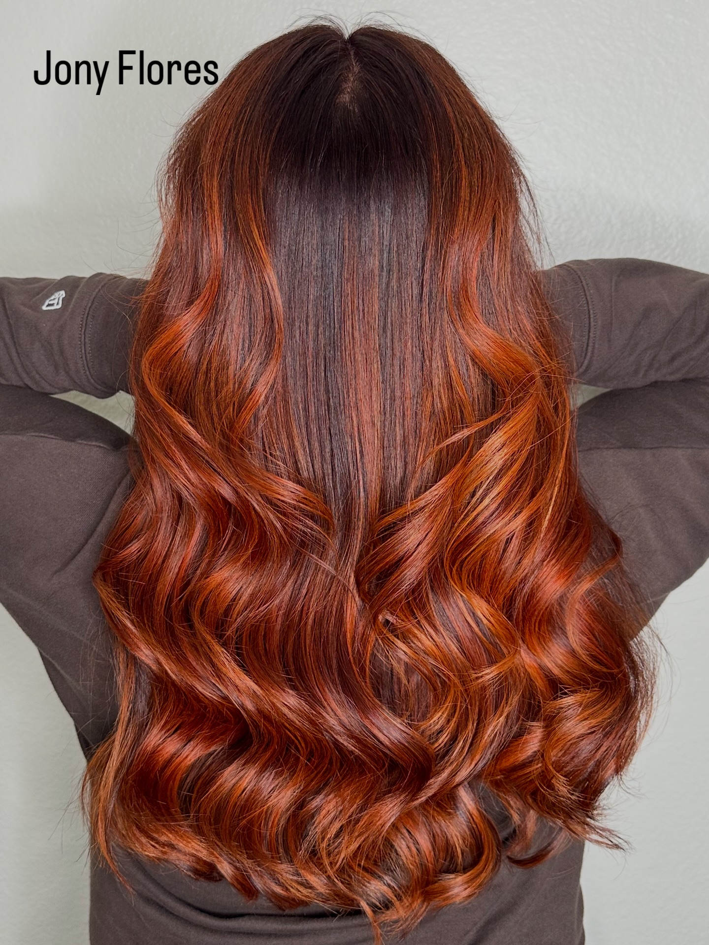 Radiant Red Copper Balayage with Flattering Layers