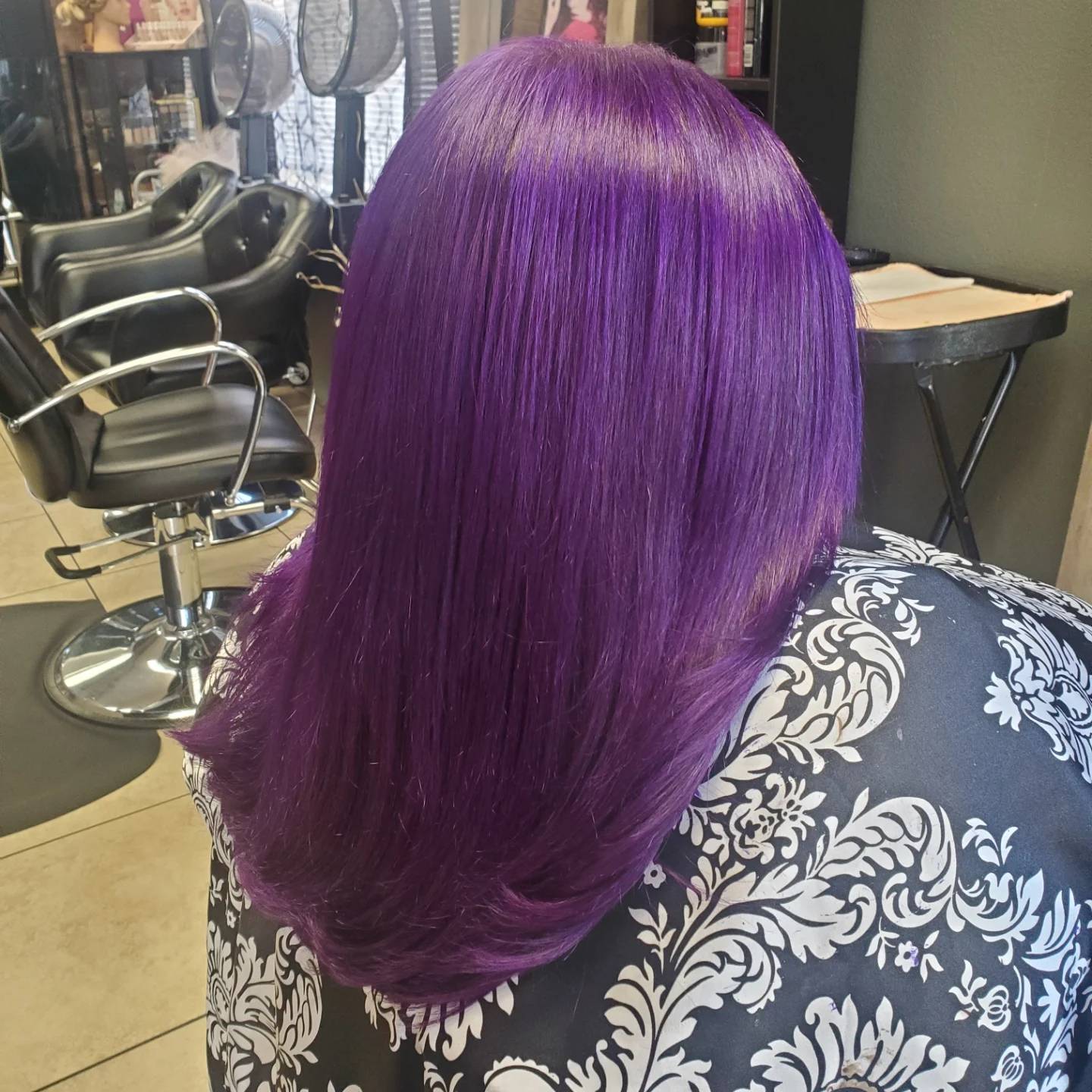 Sleek Long Violet Layers with Subtle Movement