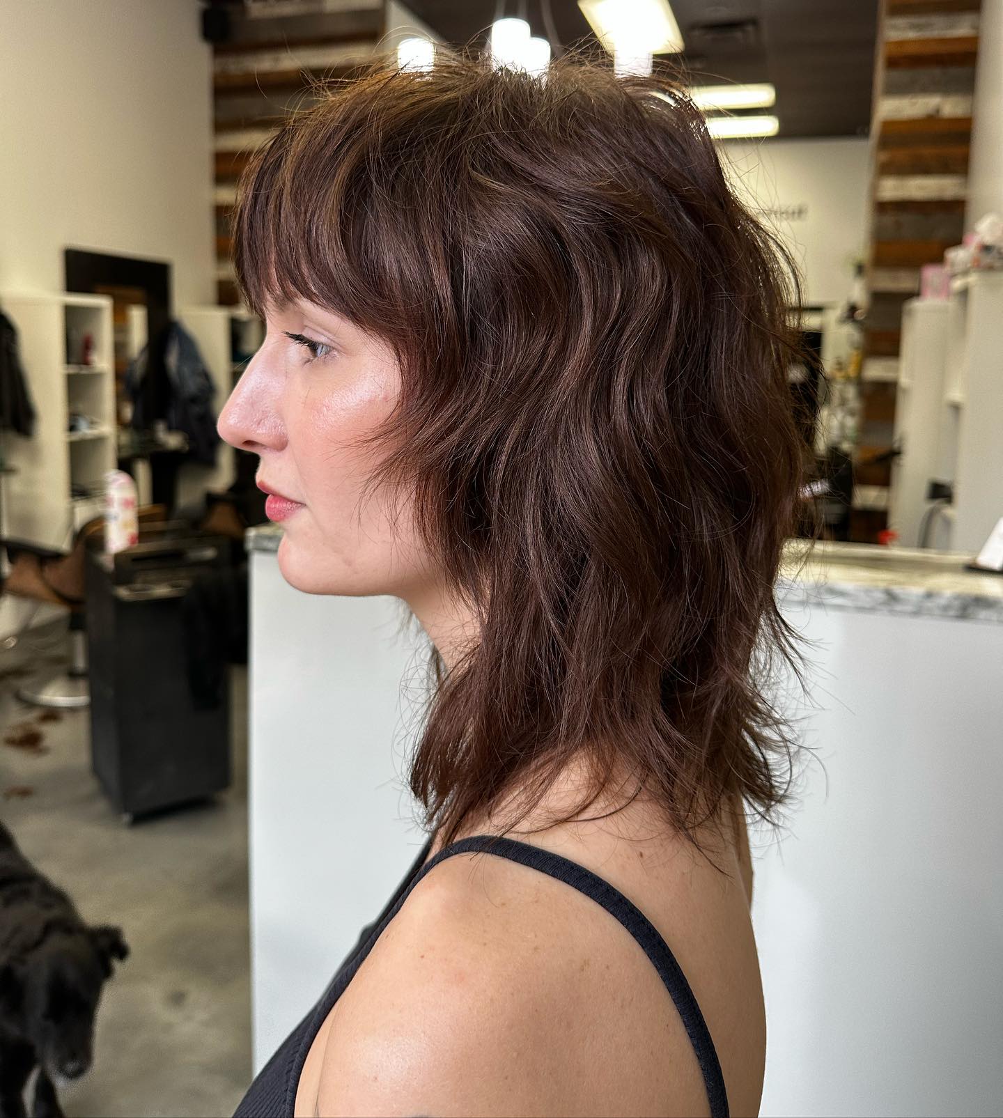 Textured Shoulder-Length Shag with Soft Movement