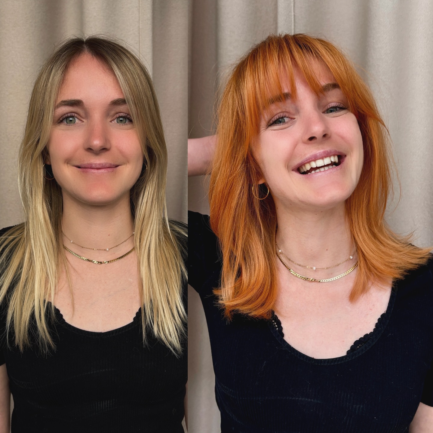 Vibrant Medium-Length Cut with Soft Bangs