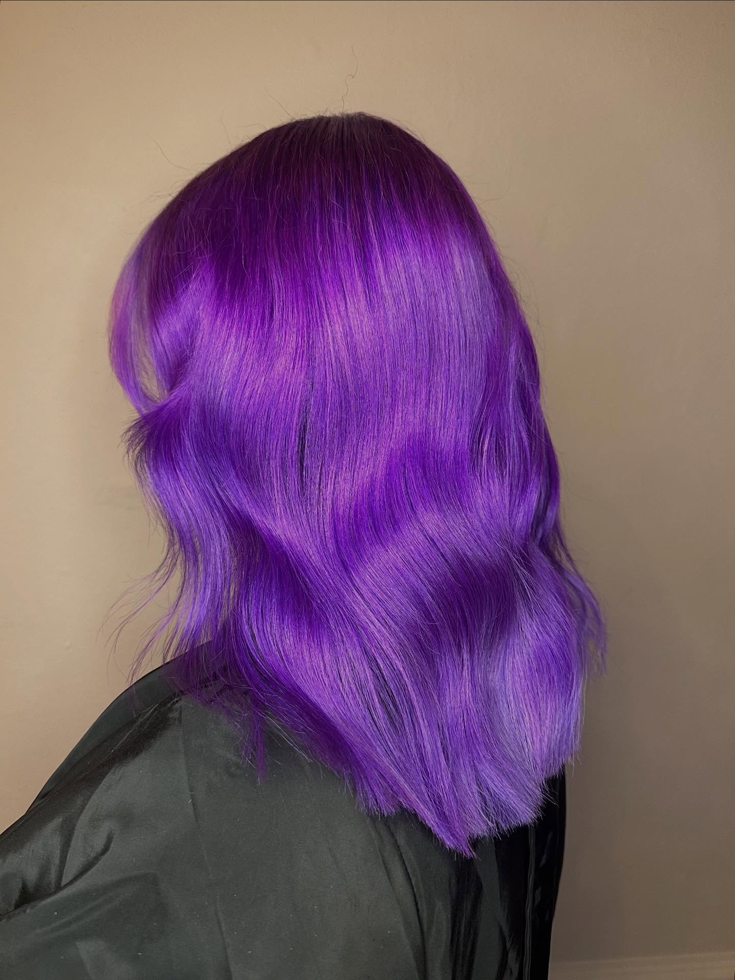 Vibrant Medium-Length Purple Waves with Subtle Texture
