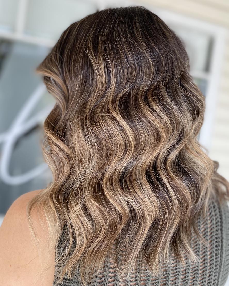 Warm Caramel Beach Waves with Subtle Highlights